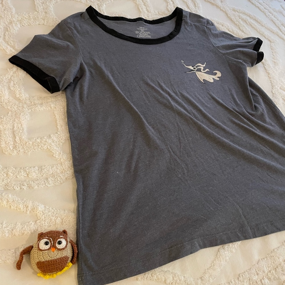 Nightmare Before Christmas Zero Gray Ringer Tee with White Graphic - Disney
